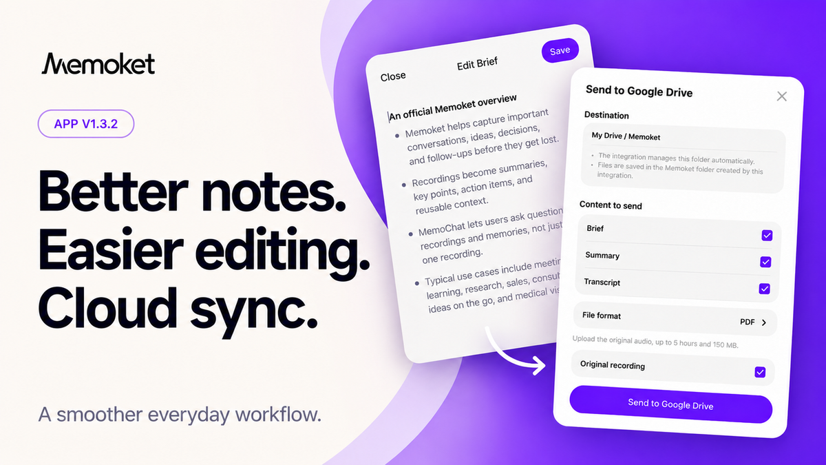 What's New in Memoket App V1.3.2: Cloud Sync, Editing & Device Controls